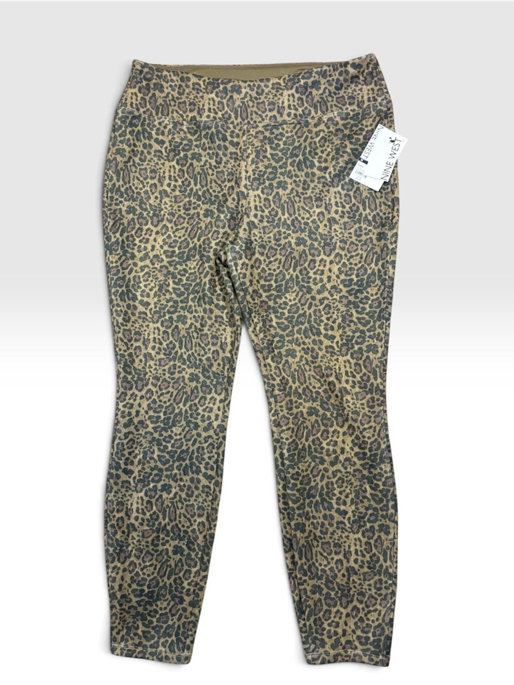 Nine West Leopard Print Leggings Olive/Brown Plus Size Soft Cozy Fitness Lounge